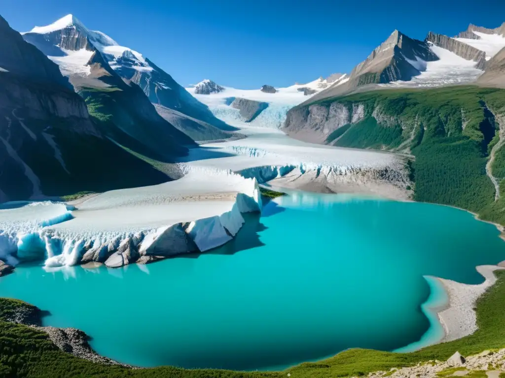 Glaciar majestuoso se funde en lago turquesa