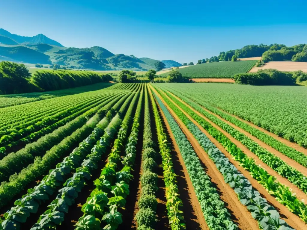 Una granja orgánica vibrante muestra los beneficios de los alimentos orgánicos en un ecosistema armonioso y sostenible