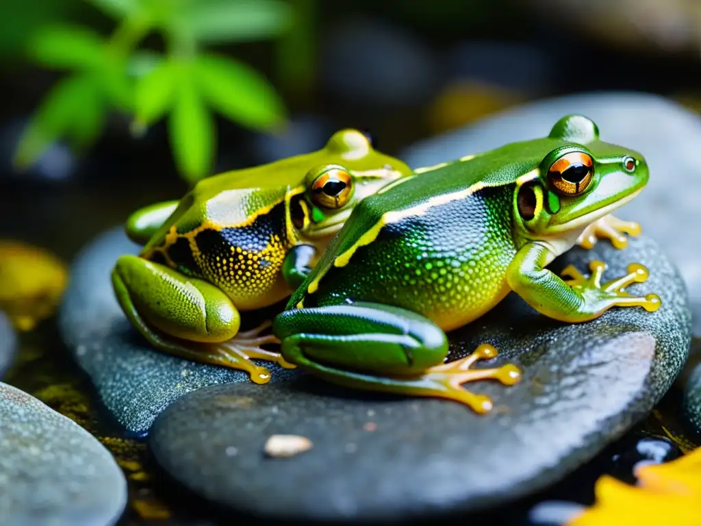 Un grupo de anfibios de montaña muestra sus adaptaciones en ecosistemas fríos, entre rocas cubiertas de musgo y agua cristalina