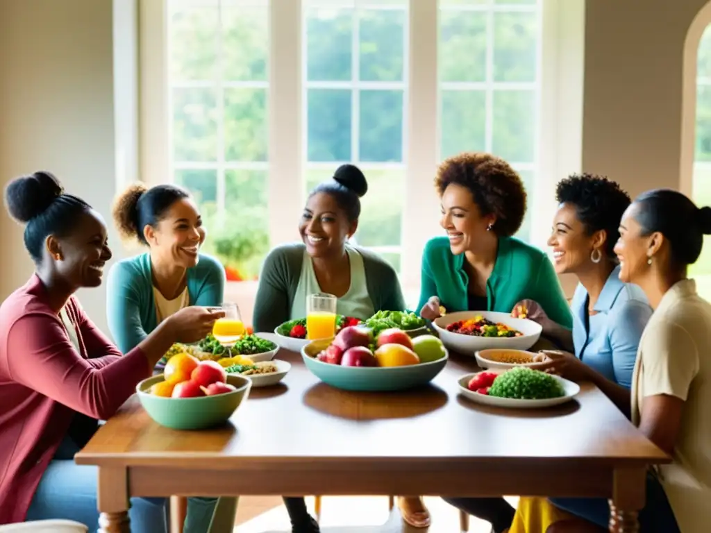 Un grupo disfruta de una comida orgánica, llena de color