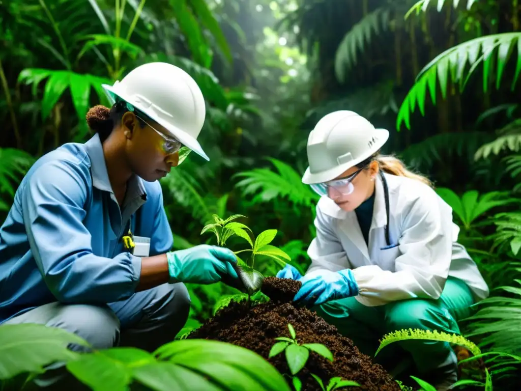 Un grupo diverso de apasionados investigadores ambientales recopila datos en la exuberante selva, destacando la naturaleza pionera de su trabajo