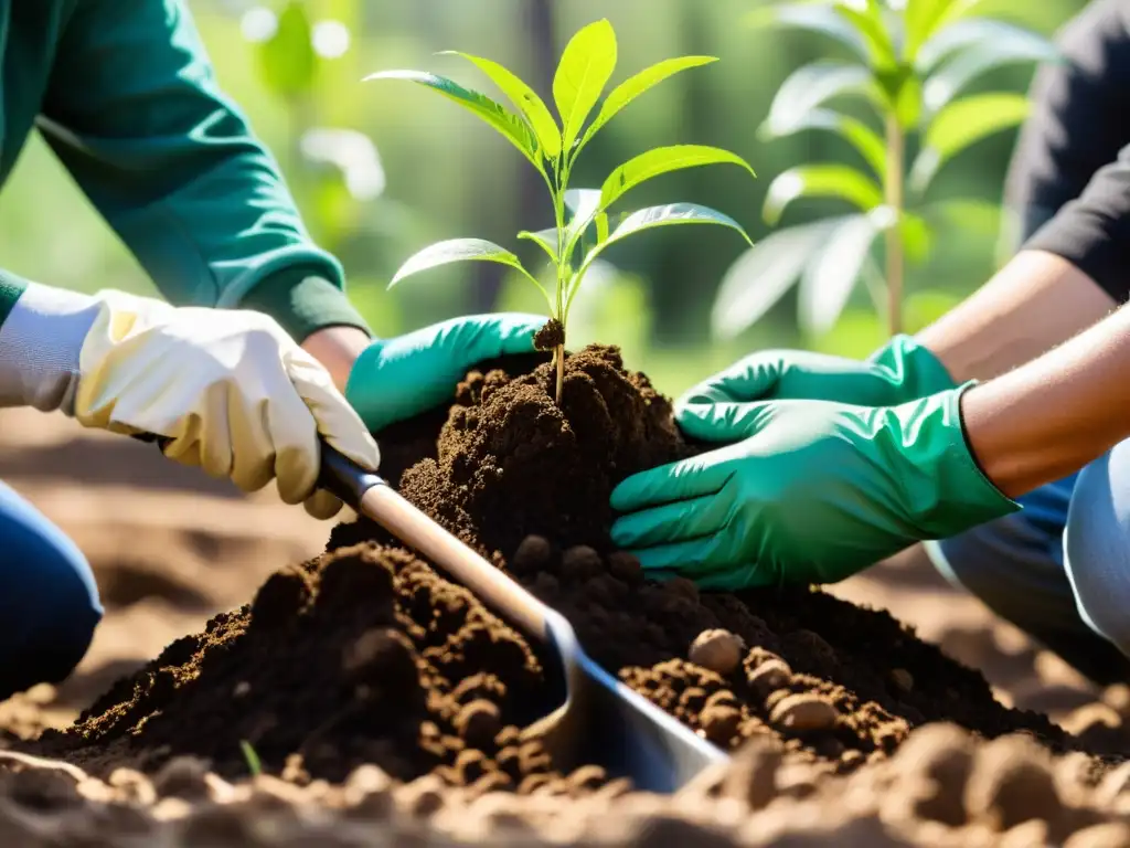 Grupo diverso colabora en proyectos de restauración ecológica para combatir el cambio climático, plantando árboles nativos con determinación y esperanza