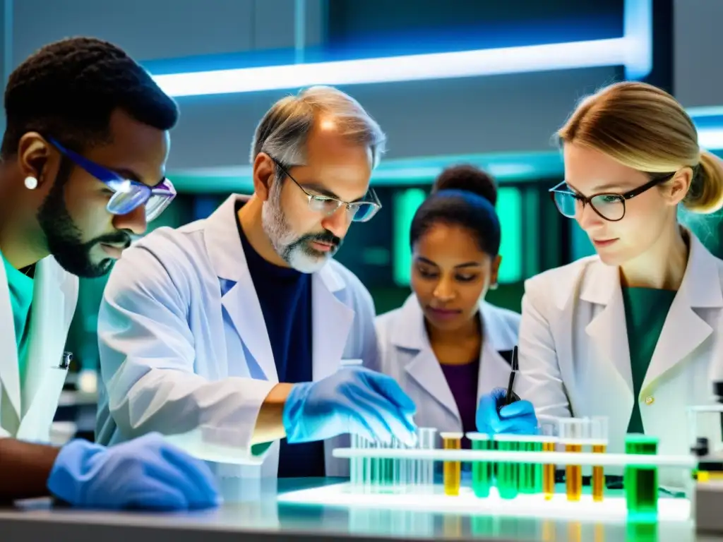 Grupo internacional de científicos ciudadanos colaborando en laboratorio de vanguardia