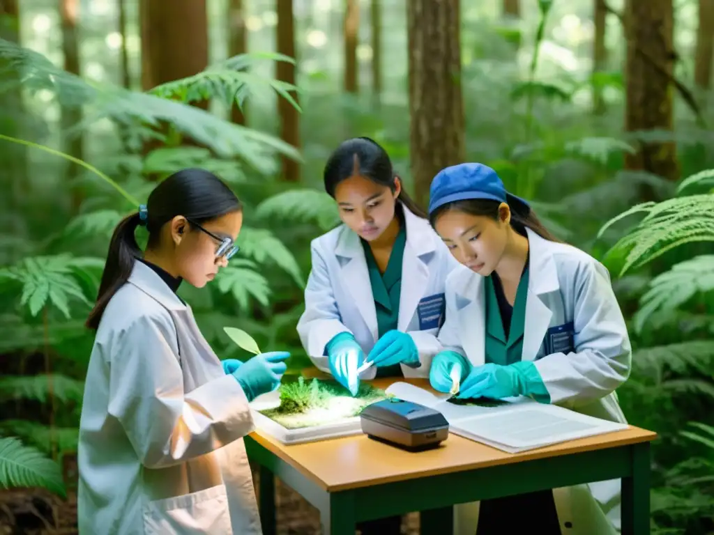 Un grupo de jóvenes científicos registra la huella ecológica en un frondoso bosque