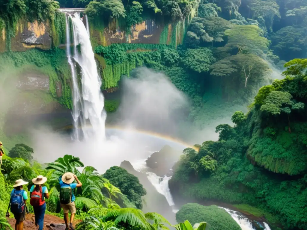 Un grupo de viajeros entusiastas explorando la selva tropical, participando en proyectos ecológicos turismo conservación