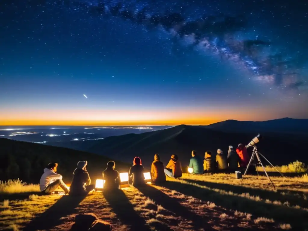 Grupo de voluntarios estudia la ciencia ciudadana del cielo nocturno, observando estrellas y la Vía Láctea