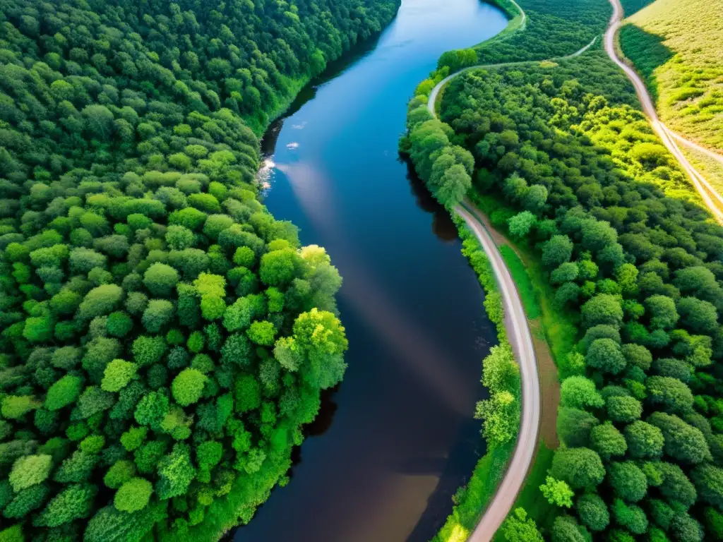 Un hermoso arroyo rodeado de exuberante vegetación, con agua fluyendo rápidamente entre terreno rocoso