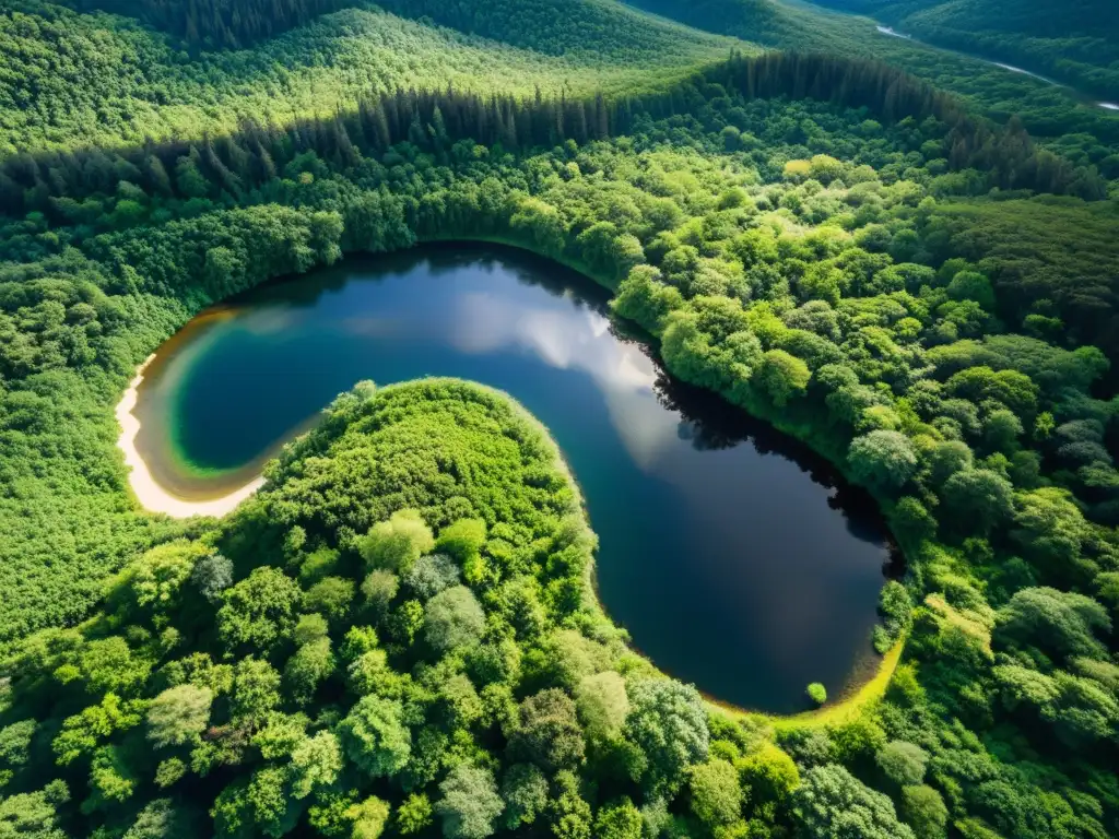 Hermoso ecosistema con río serpenteante y exuberante vegetación