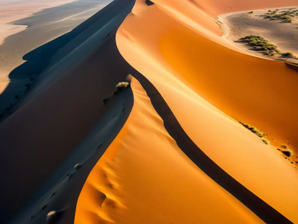 Imagen aérea de la belleza del desierto Namib: contrastes y la vastedad del ecosistema capturados en detalle