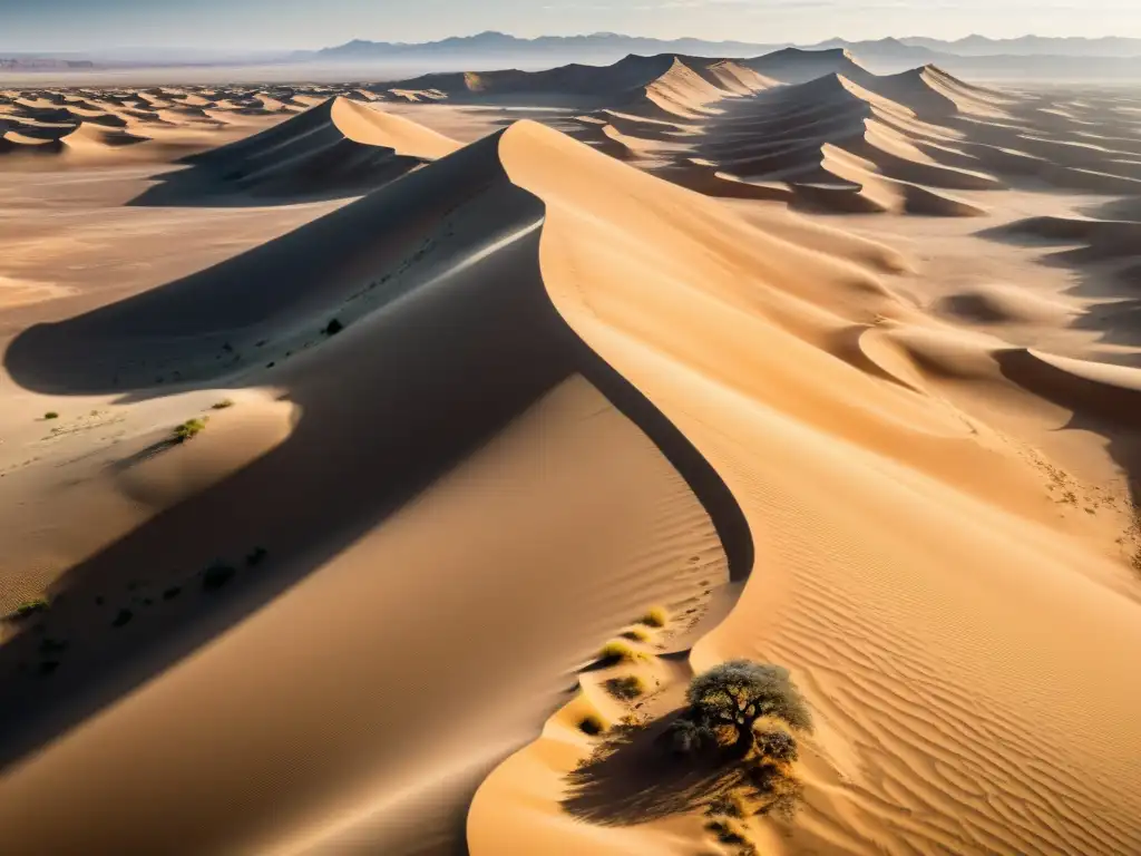 Imagen aérea detallada del impacto de la expansión de desiertos por cambio climático