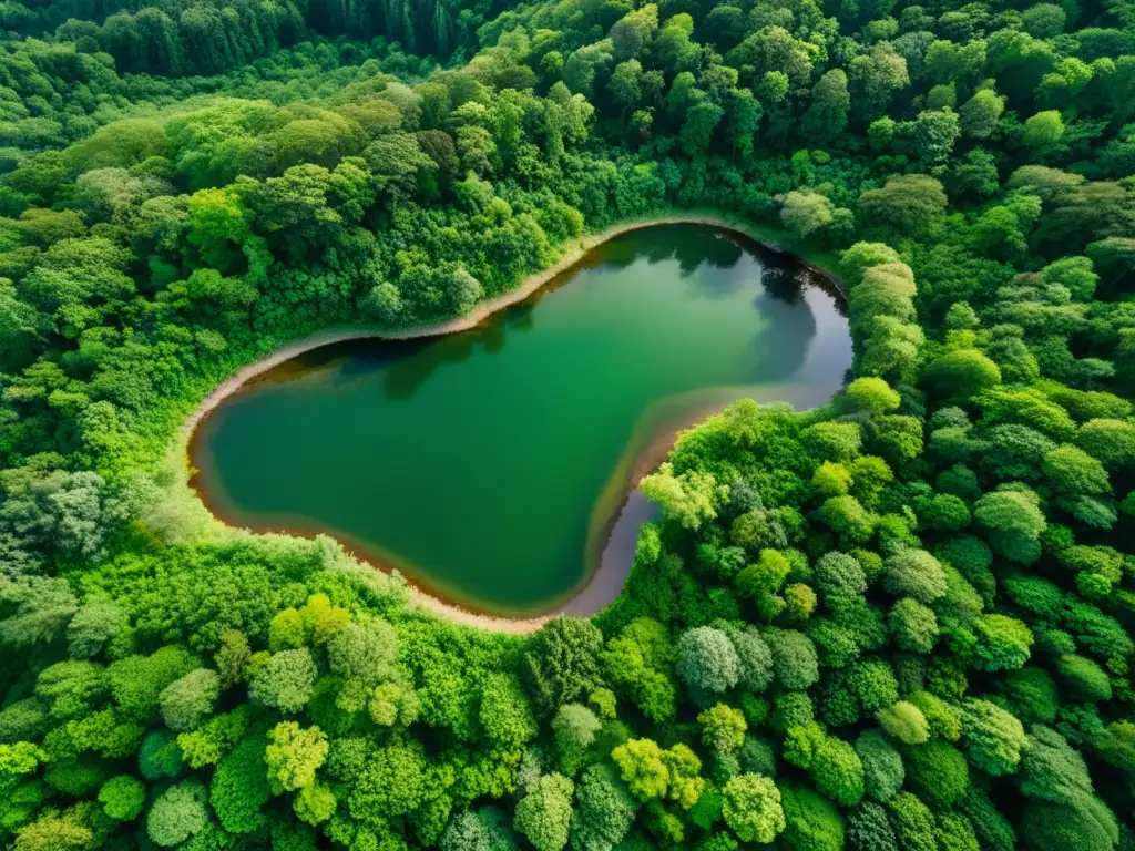 Imagen aérea de un exuberante bosque con río, revelando la biodiversidad