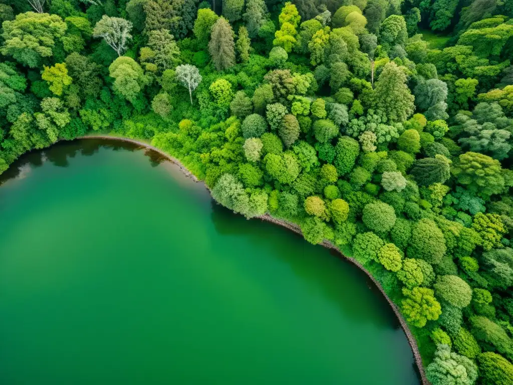 Imagen aérea de un exuberante bosque capturada por un dron, destacando la riqueza del ecosistema