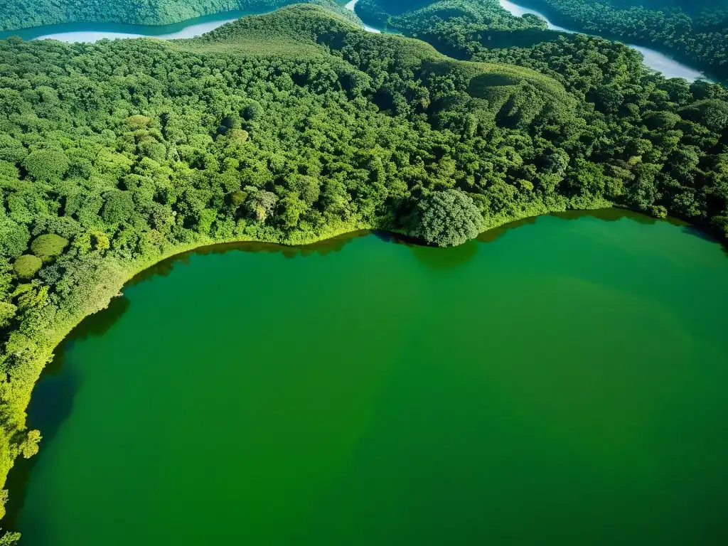 Imagen aérea de la exuberante vegetación y ríos serpenteantes en la selva amazónica