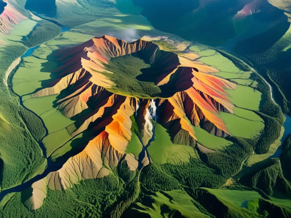 Imagen aérea de la formación de una nueva cordillera por la evolución de los ecosistemas por tectónica