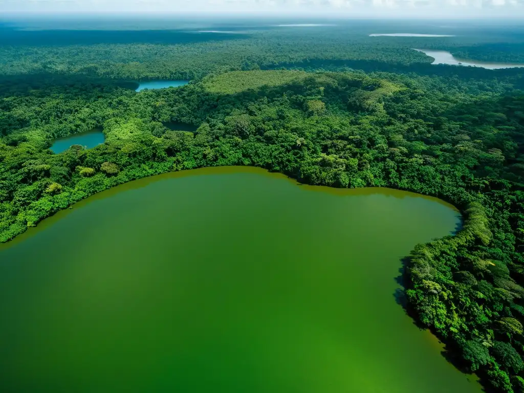 Imagen aérea impactante de la exuberante selva amazónica, con árboles verdes y ríos serpenteantes