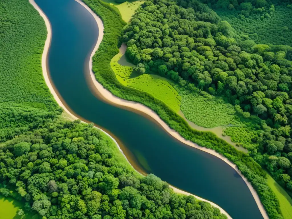 Imagen aérea de paisaje exuberante y restaurado, muestra técnicas restauración ecológica prometedoras