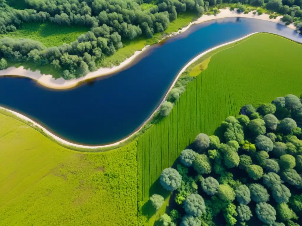 Restauración ecológica: Antes y Después Imagen aérea de alta resolución que muestra el éxito de la restauración ecológica con software de simulación