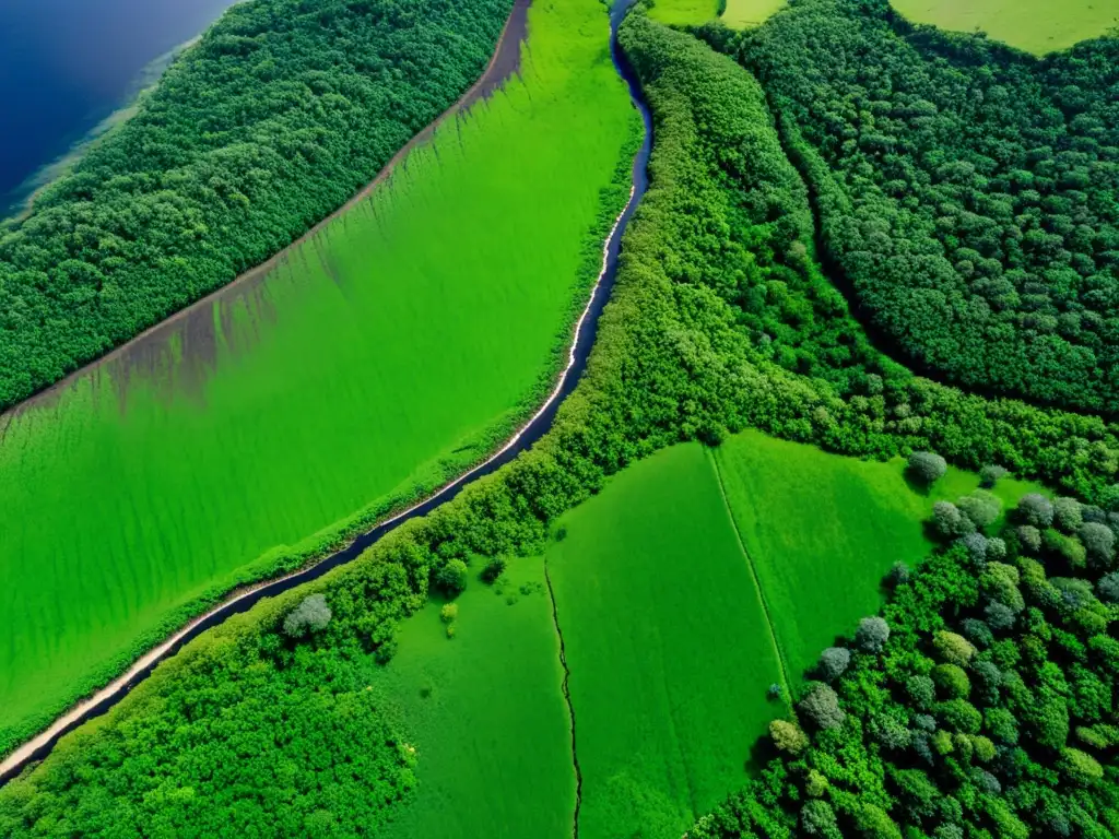 Imagen aérea de alta resolución muestra el impacto de la tectónica de placas en ecosistemas, con una fractura visible en el exuberante paisaje verde