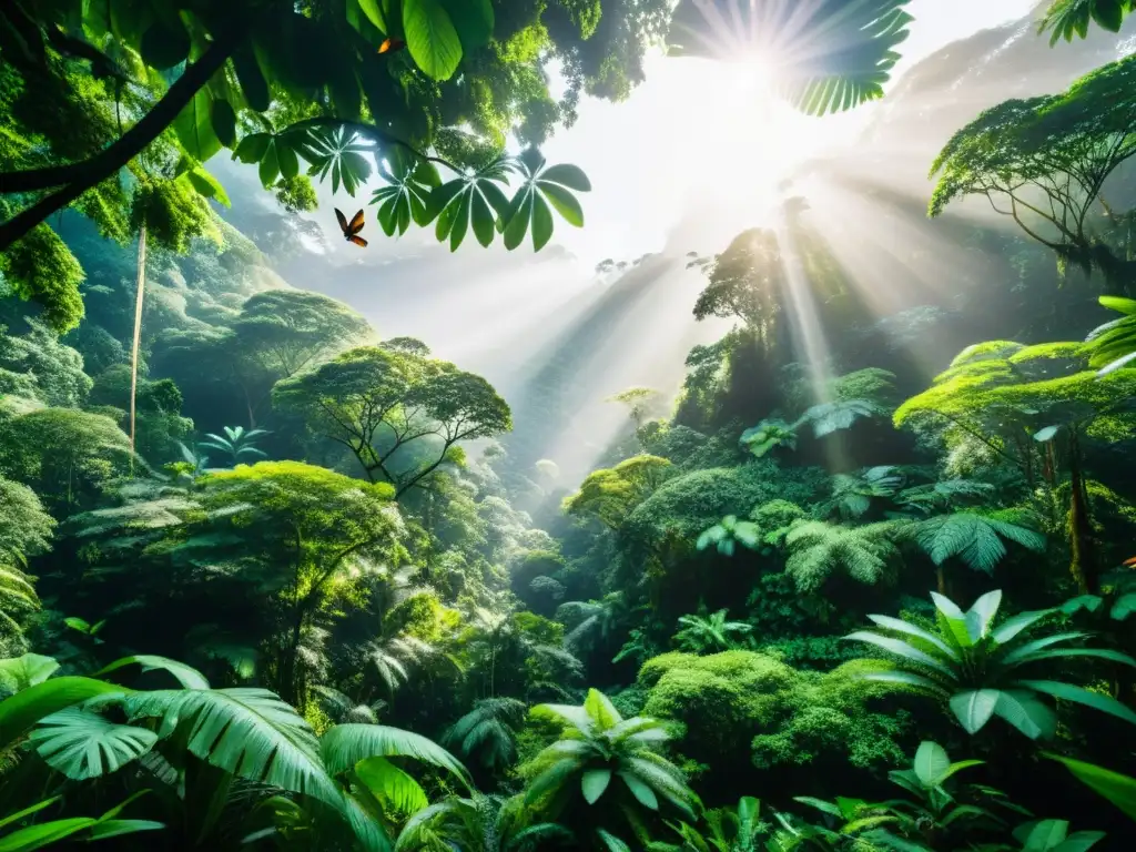 Imagen en alta definición de un exuberante bosque lluvioso, destacando la importancia de áreas protegidas en la preservación de ecosistemas