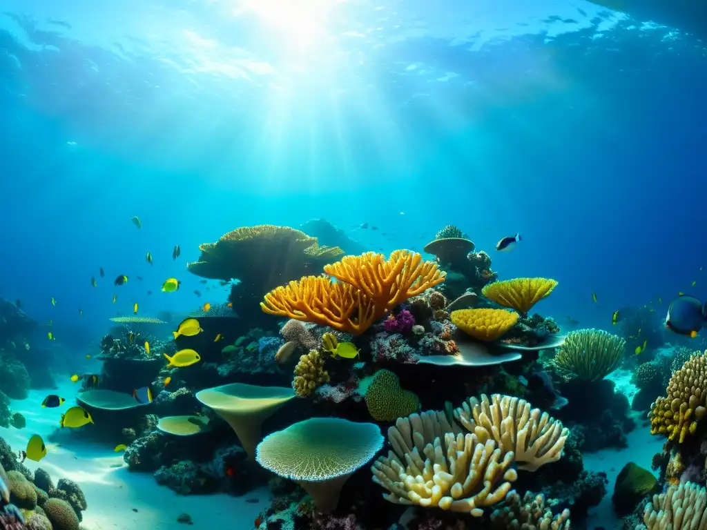 Imagen asombrosa de un arrecife de coral vibrante y diverso, resaltando la belleza y la preservación de arrecifes de coral