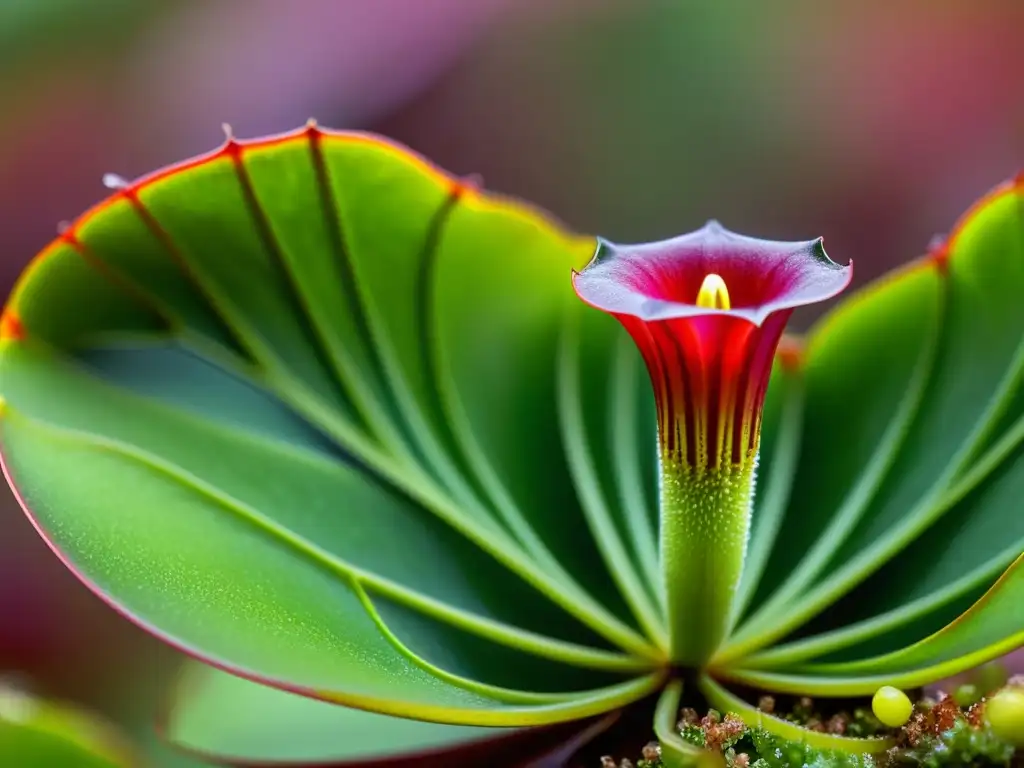 Imagen detallada de Heliamphora tatei, planta carnívora única en los tepuyes de Venezuela