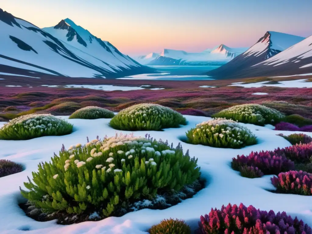 Imagen documental de la tundra con adaptaciones de flora en la Tundra