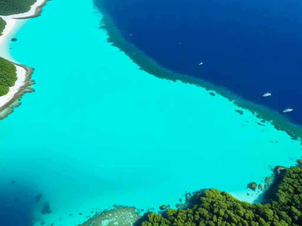 Imagen de ecosistema costero prístino con vida marina diversa y arrecifes de coral vibrantes