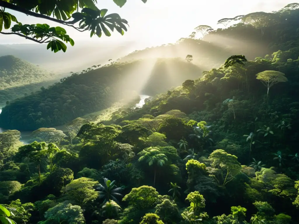 Imagen de la exuberante Amazonía con diversa flora y fauna