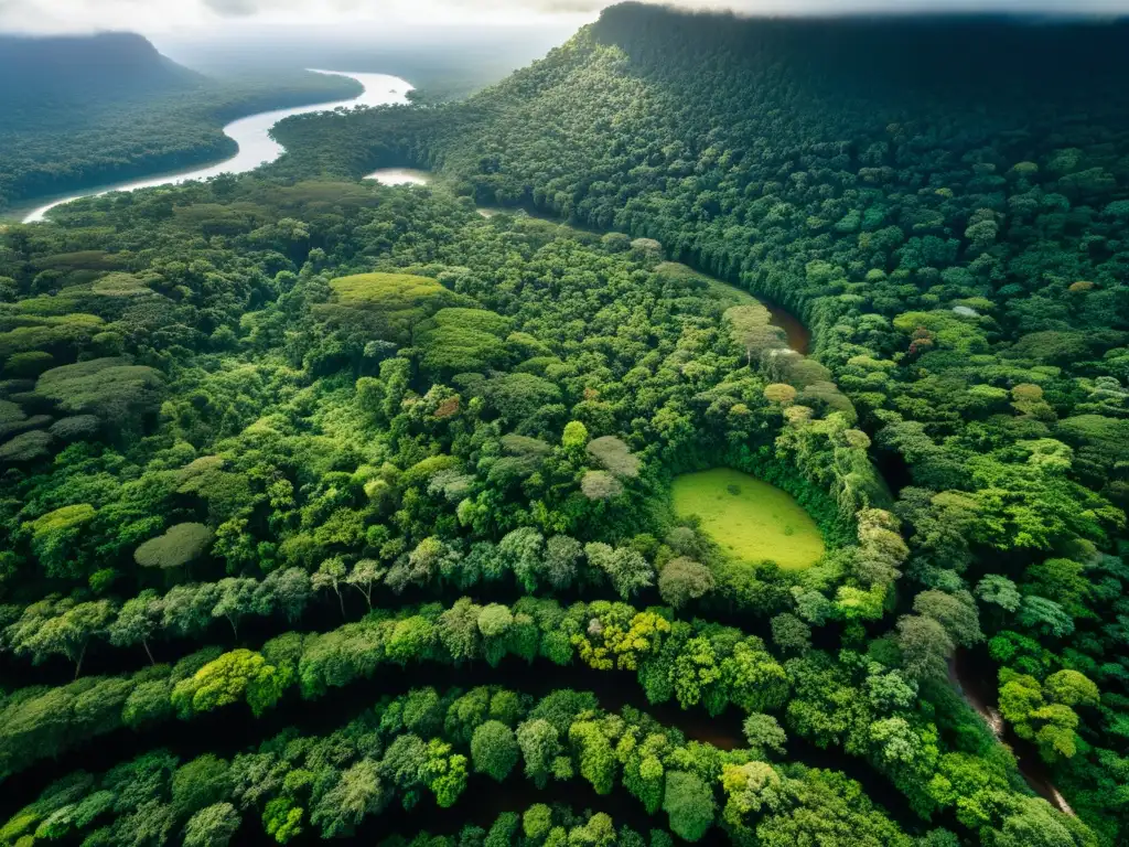 Imagen de un exuberante bosque lluvioso con diversa vida silvestre