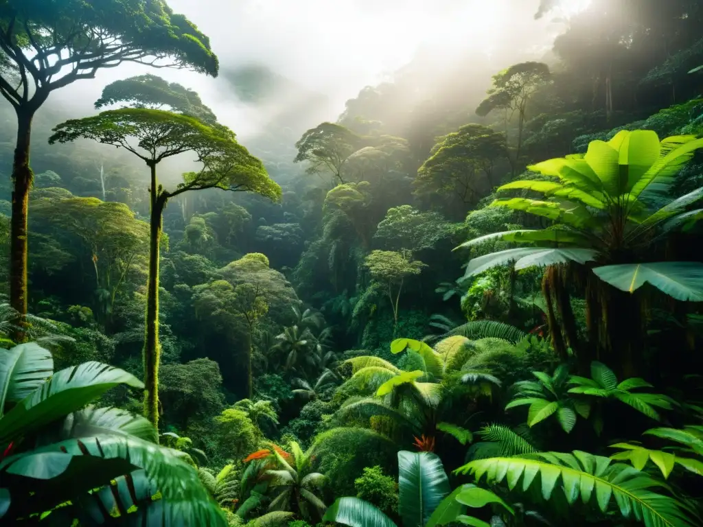 Imagen de un exuberante bosque lluvioso en un parque nacional, preservación de ecosistemas únicos en parques nacionales