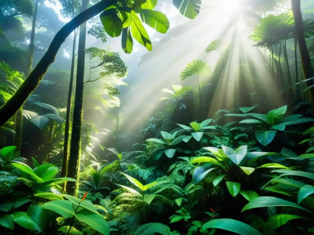 Imagen de un exuberante bosque tropical, destacando su biodiversidad y su rol de los bosques tropicales en la regulación climática