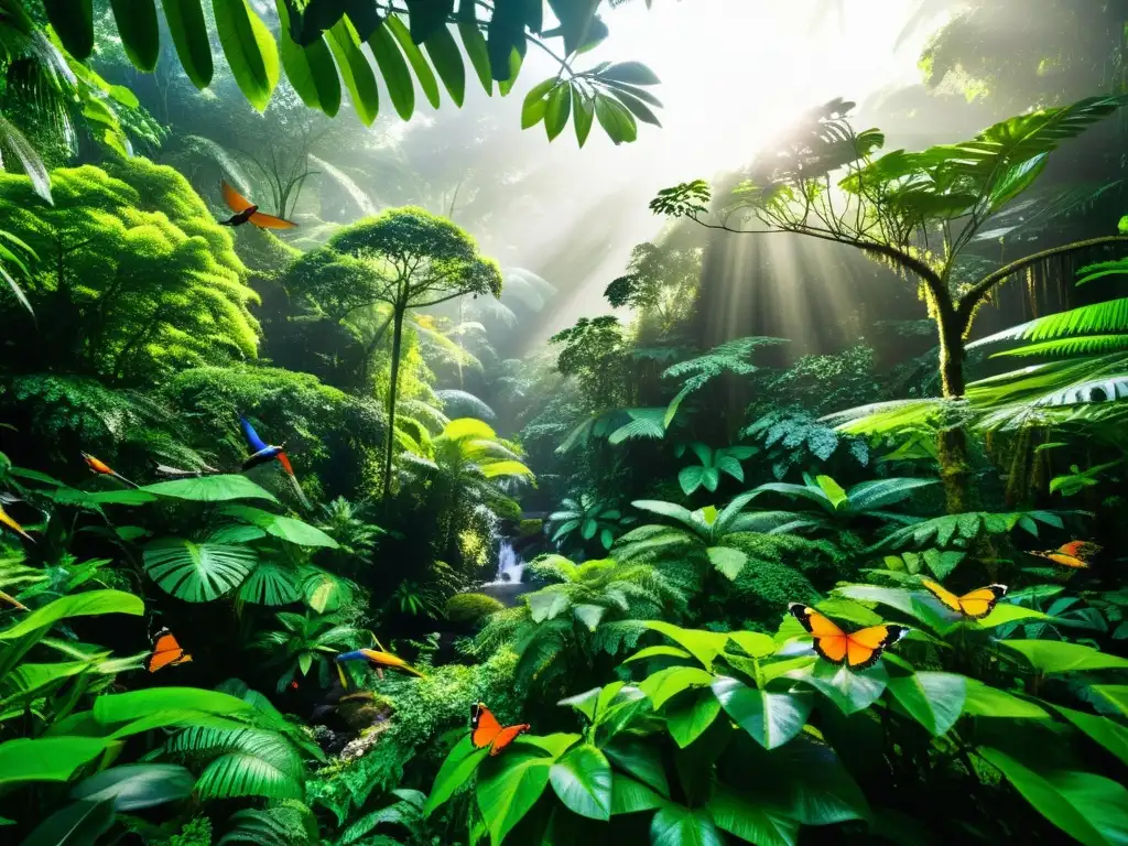 Imagen de un exuberante bosque tropical, lleno de vida y biodiversidad