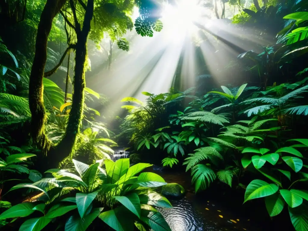 Imagen de la exuberante diversidad de la selva tropical, resaltando la importancia de los bonos verdes emisores