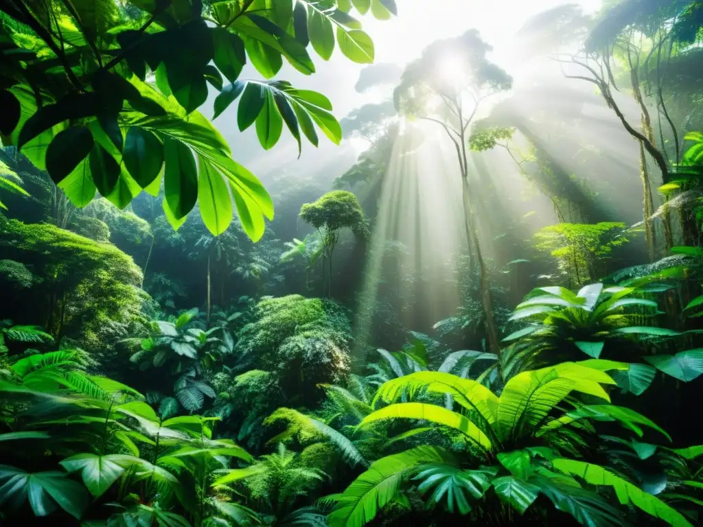 Imagen de un exuberante y diverso bosque lluvioso, con vida en cada rincón