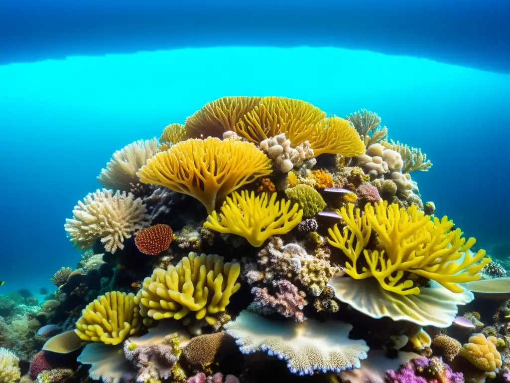 Imagen impactante de un arrecife de coral en peligro, mostrando las consecuencias ecosistemas peligro salud pública