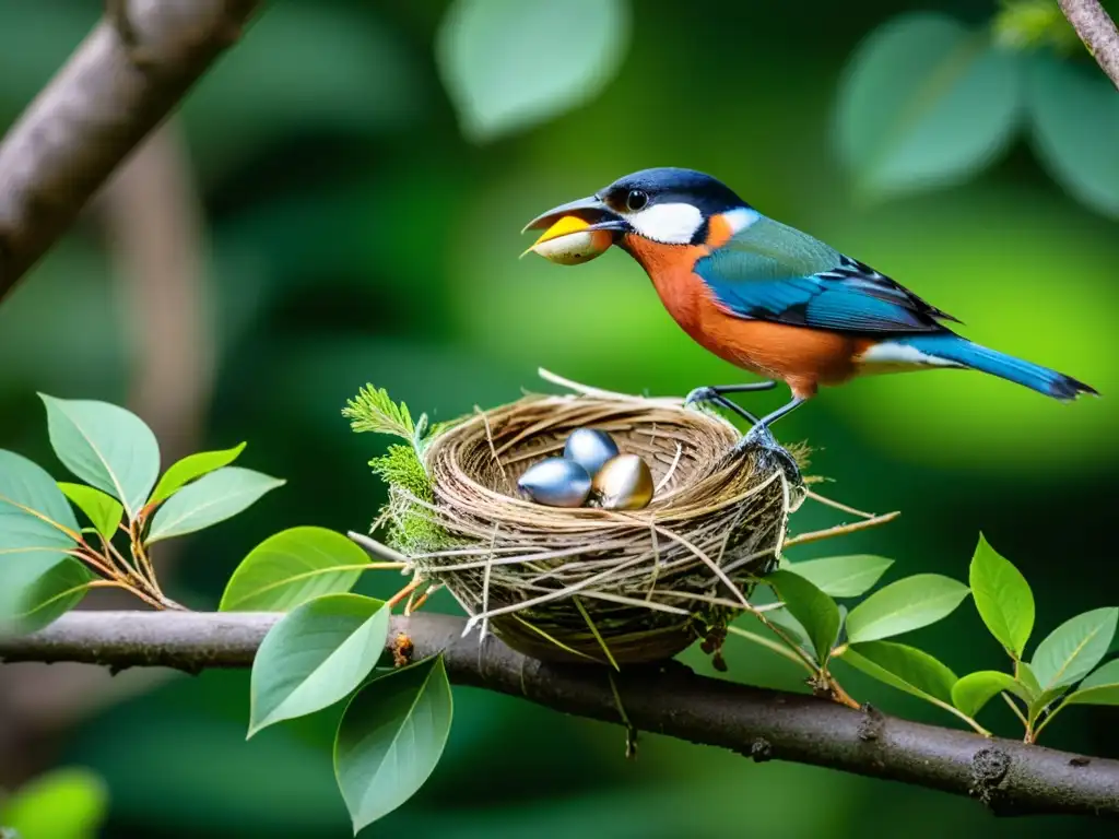 Imagen impactante de aves construyendo nido