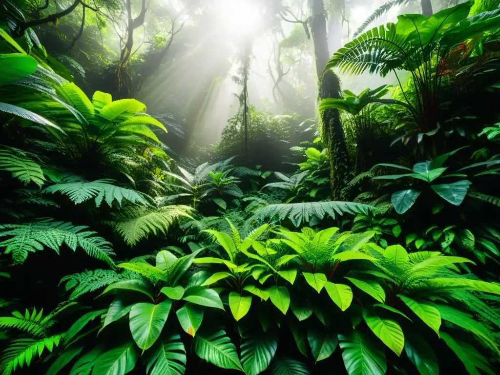 Imagen impactante del cambio climático en ecosistemas: exuberante selva tropical llena de vida y misterio