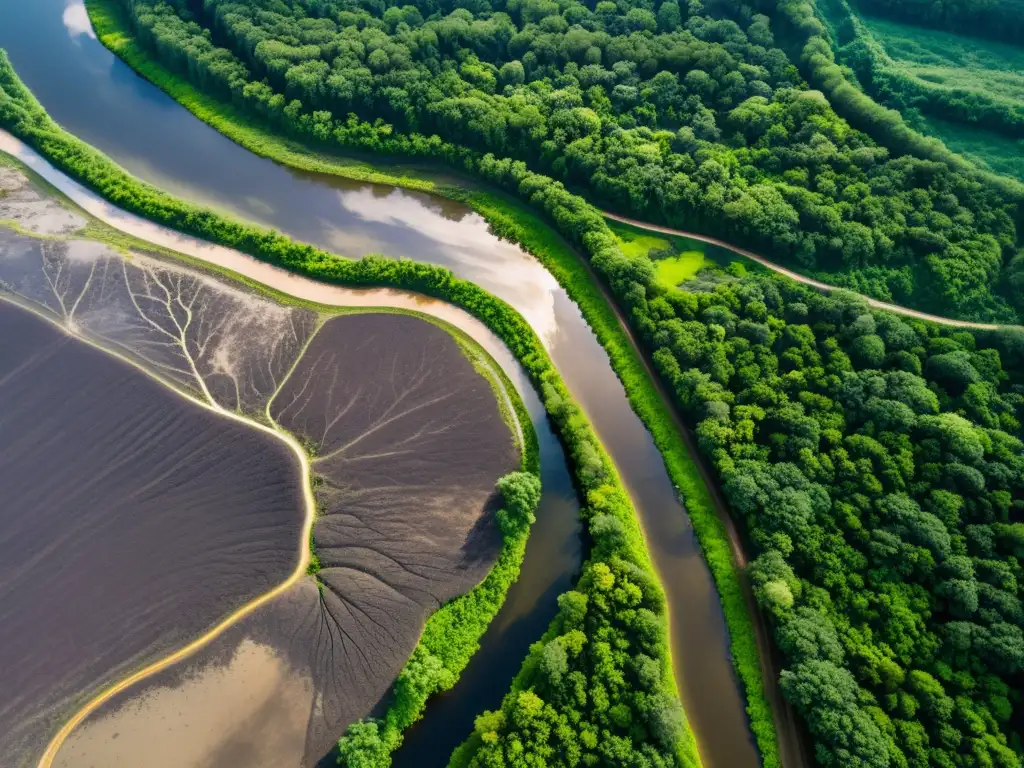 Imagen impactante de contraste entre contaminación del suelo y belleza natural, resaltando la importancia de servicios consultivos contaminación suelo