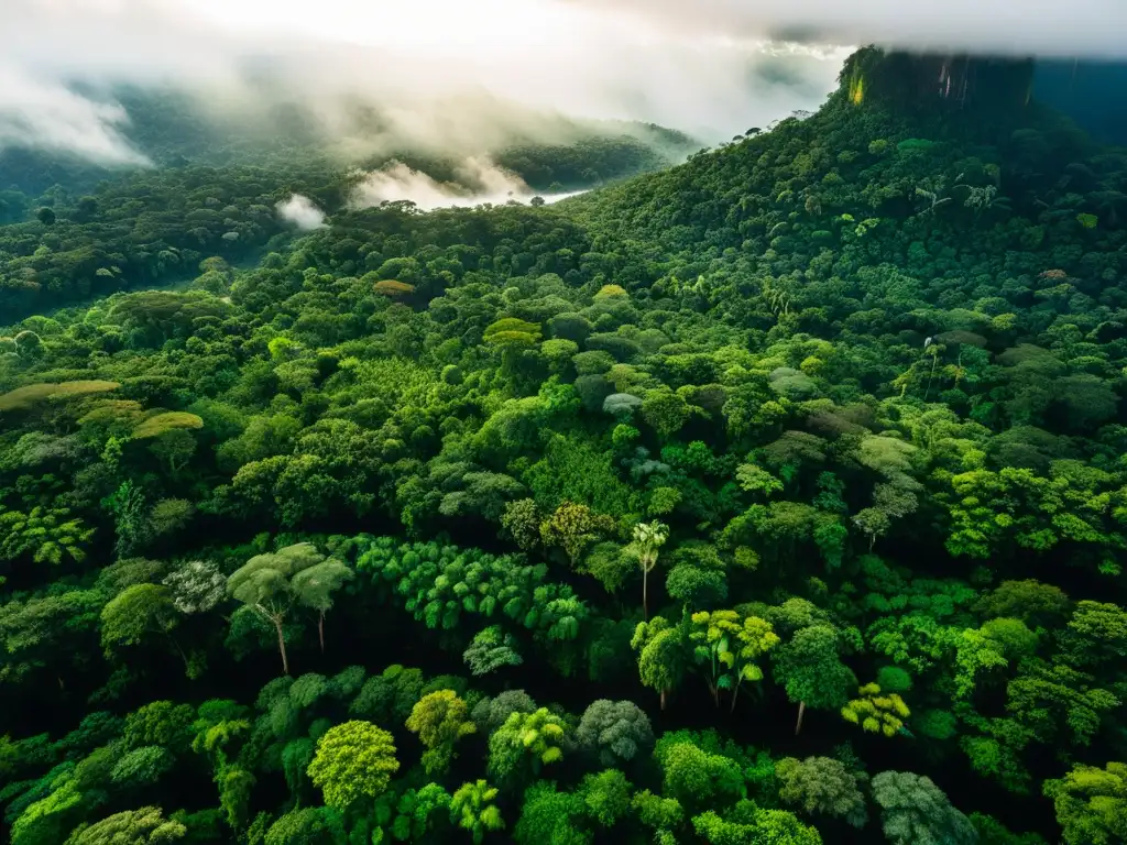 Imagen impactante de la densa selva del Amazonas, con exuberante vegetación y vida silvestre, destacando la importancia de la salud global y los efectos de la deforestación