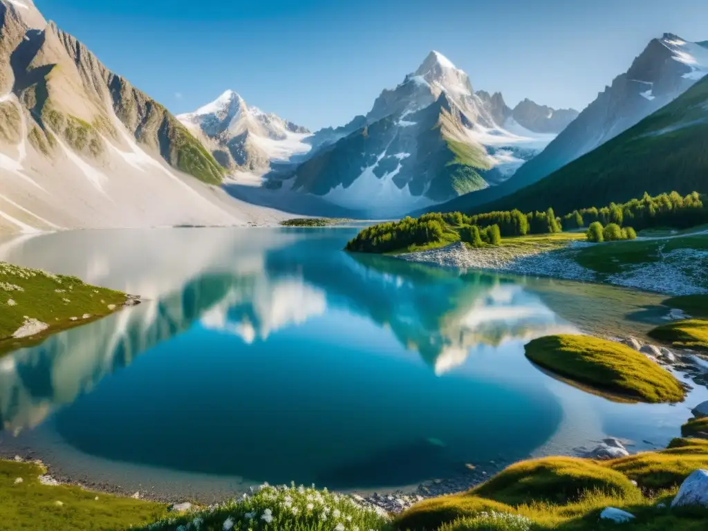 Imagen impactante del ecosistema alpino, reflejando la majestuosidad natural y el impacto del cambio climático