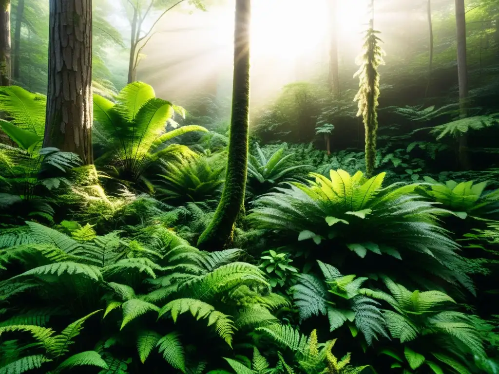 Imagen impactante de un exuberante bosque, repleto de vida, transmitiendo armonía y la belleza impresionante de la naturaleza