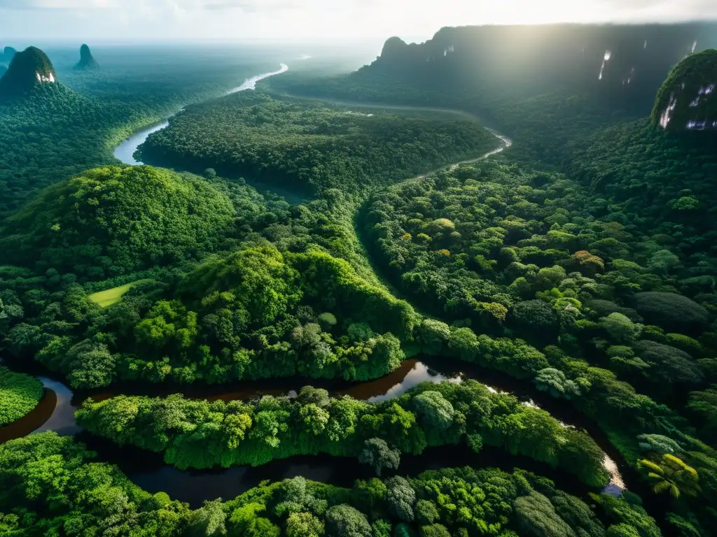 Imagen impactante de la exuberante selva amazónica en 8k, con diversa vida vegetal y animal