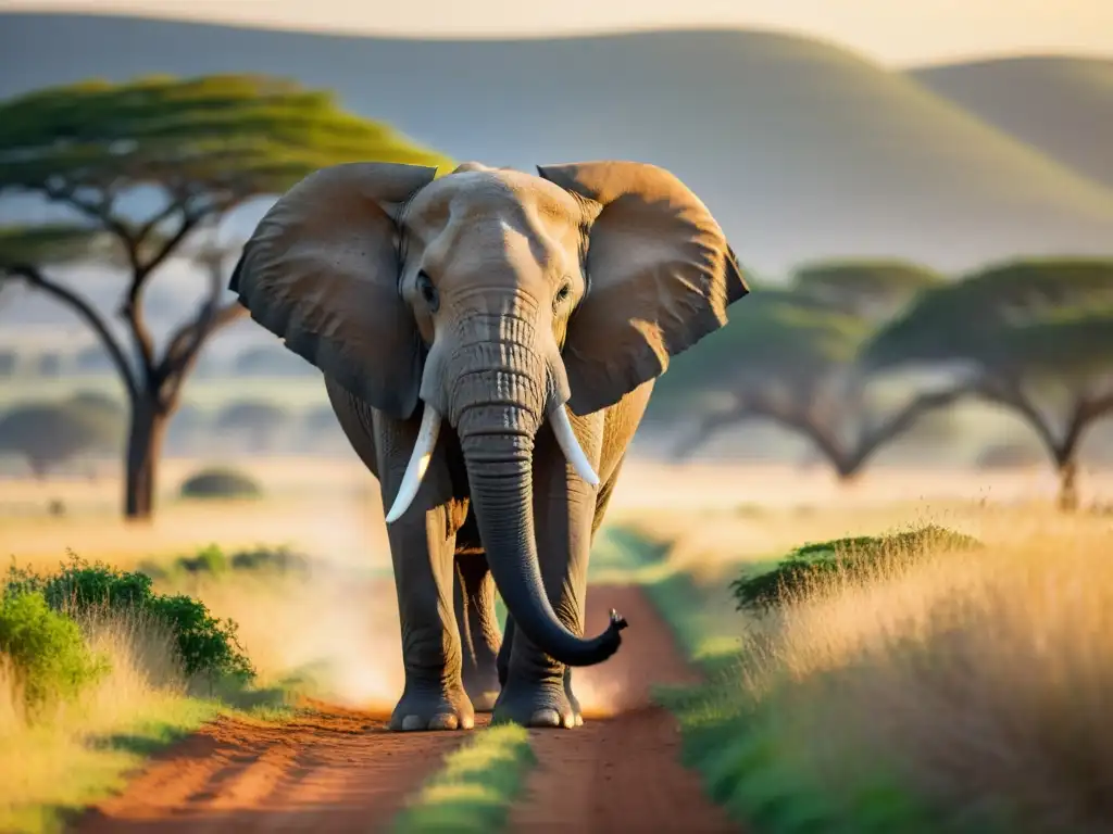 Imagen impactante de un majestuoso elefante en la sabana africana, reflejando la influencia de la fauna africana en el arte