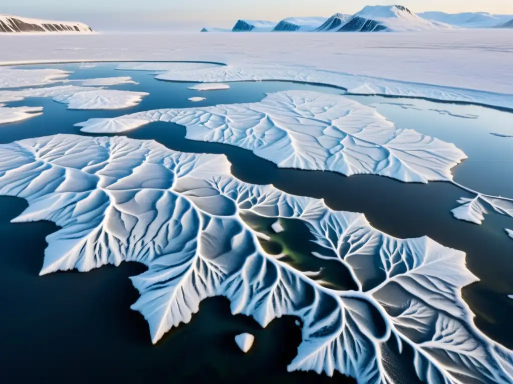 Imagen impactante del paisaje congelado del permafrost, resaltando la importancia ecológica del permafrost en la vida silvestre ártica