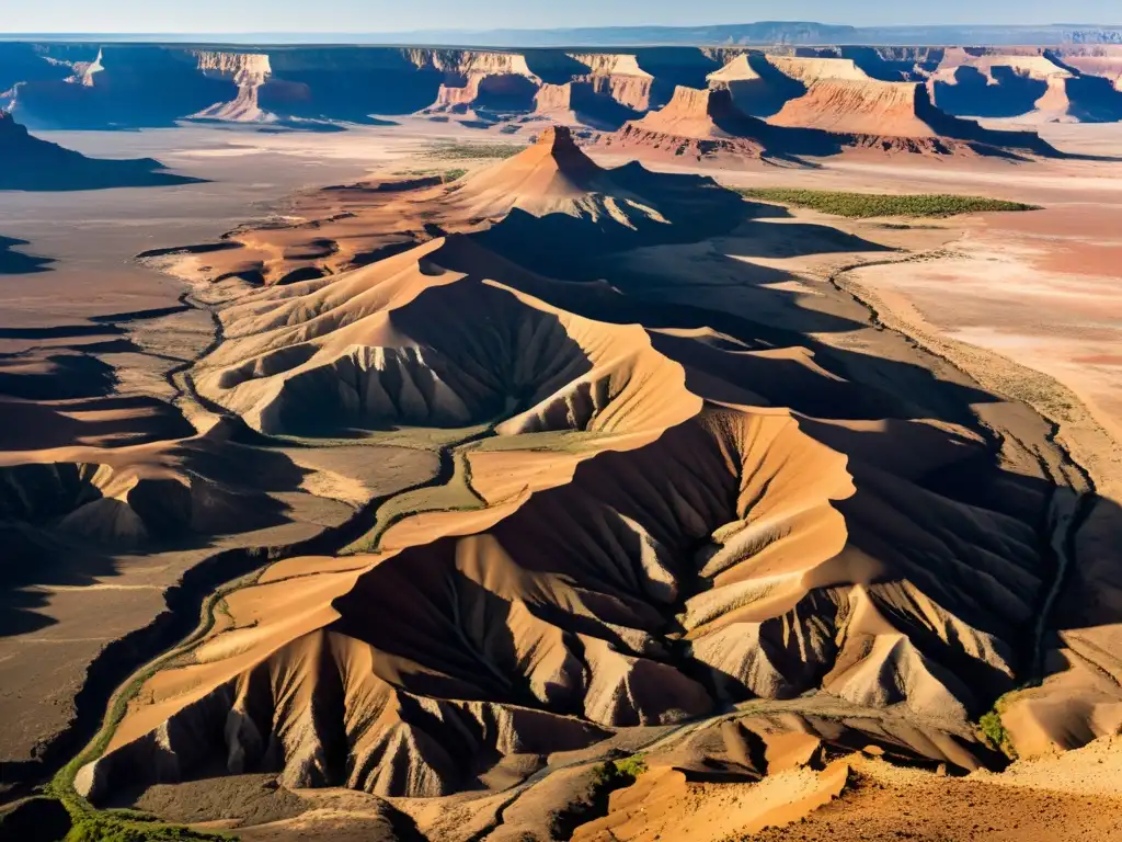 Imagen impactante de paisaje erosionado, destacando el impacto de la erosión del suelo en los ecosistemas