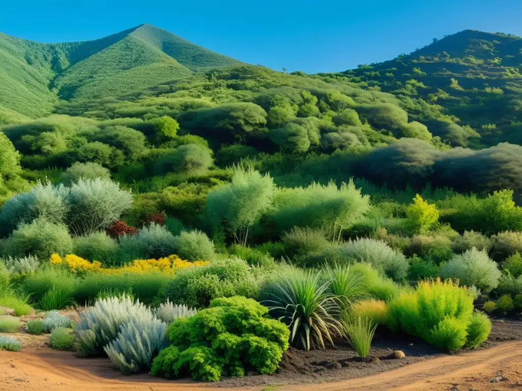 Imagen impactante de restauración de hábitats mediante jardinería, mostrando la transformación de un ambiente degradado a uno biodiverso y próspero