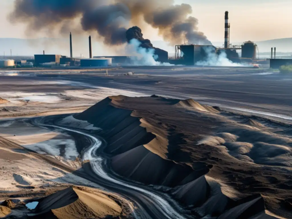 Imagen impactante de suelo contaminado por químicos, mostrando la devastación ambiental y la necesidad de recuperación