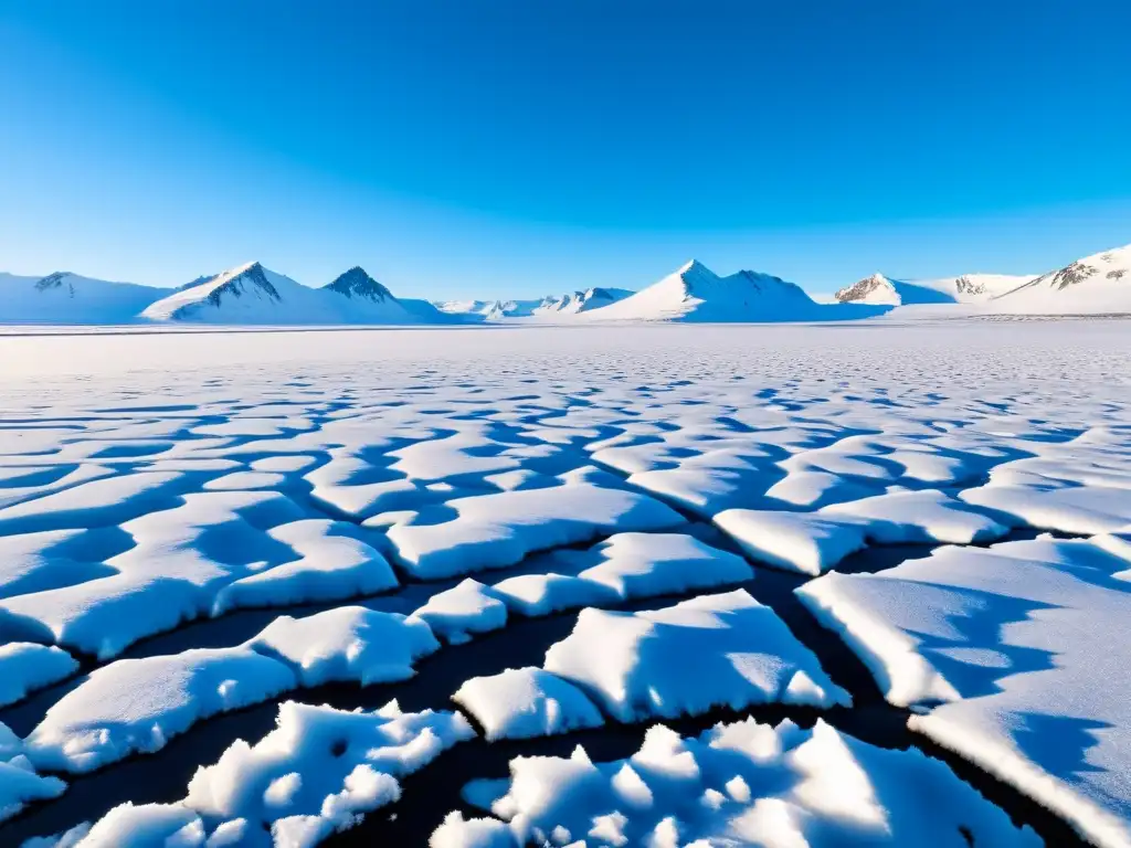 Imagen impactante del permafrost en la tundra con plantas resistentes y delicadas formaciones de hielo, bajo un cielo azul