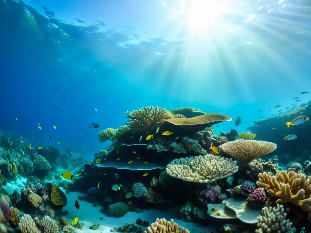 Imagen impactante de un vibrante arrecife de coral, hogar de vida marina diversa y colorida