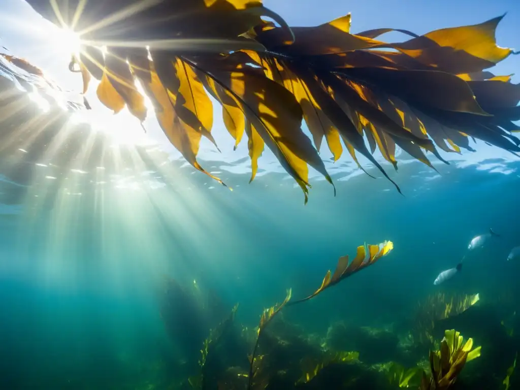 Imagen impresionante de un bosque de algas en un mar templado, mostrando la belleza y biodiversidad